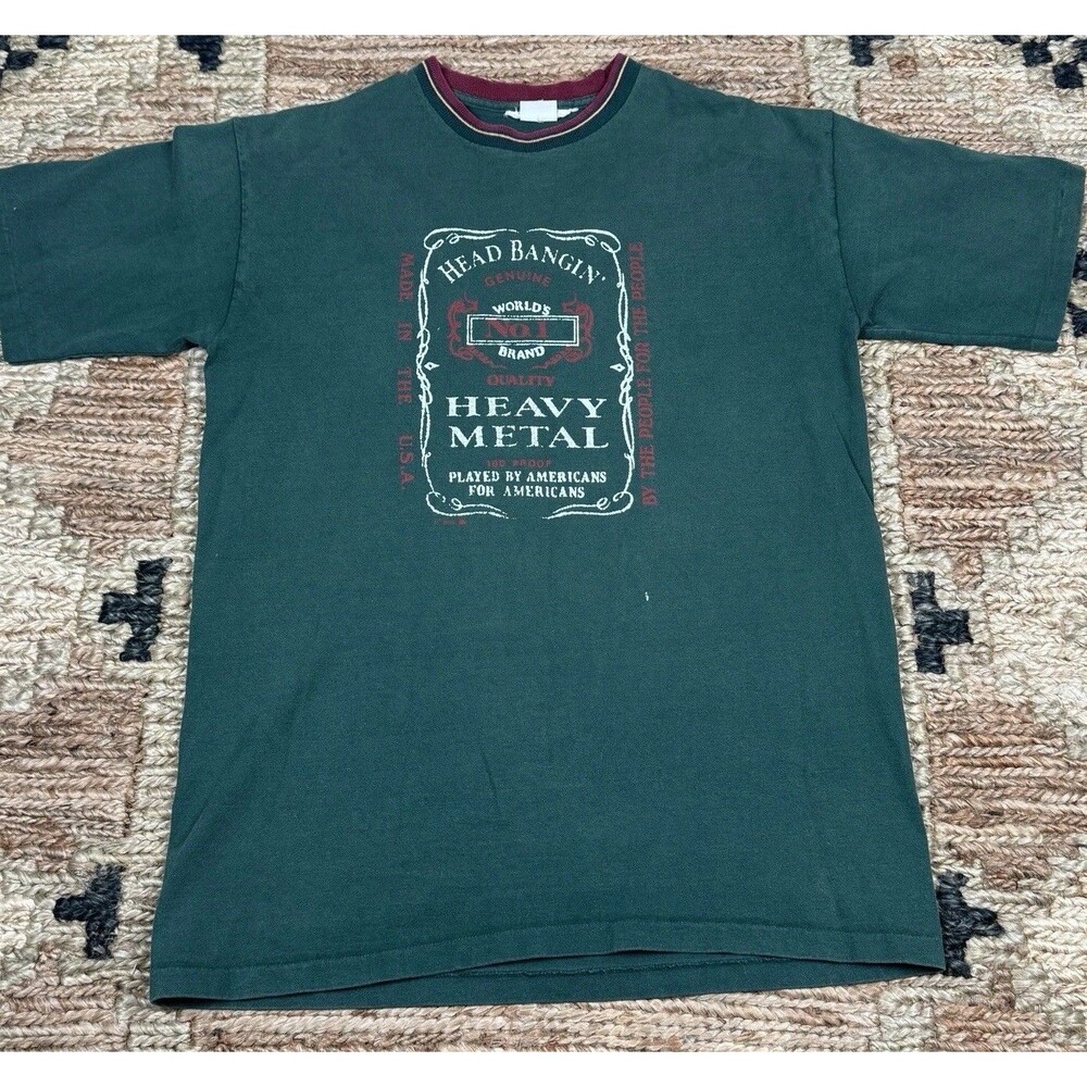 90s VTG Heavy Metal Shirt Mens Large Made in USA Graphic Thrash Vintage Band Tee
